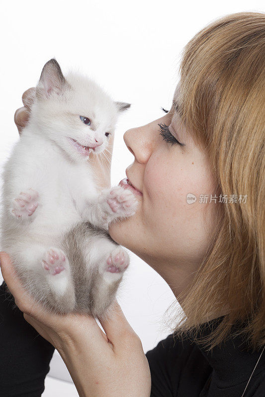 小女孩和小猫:动物的爱/他们是快乐的